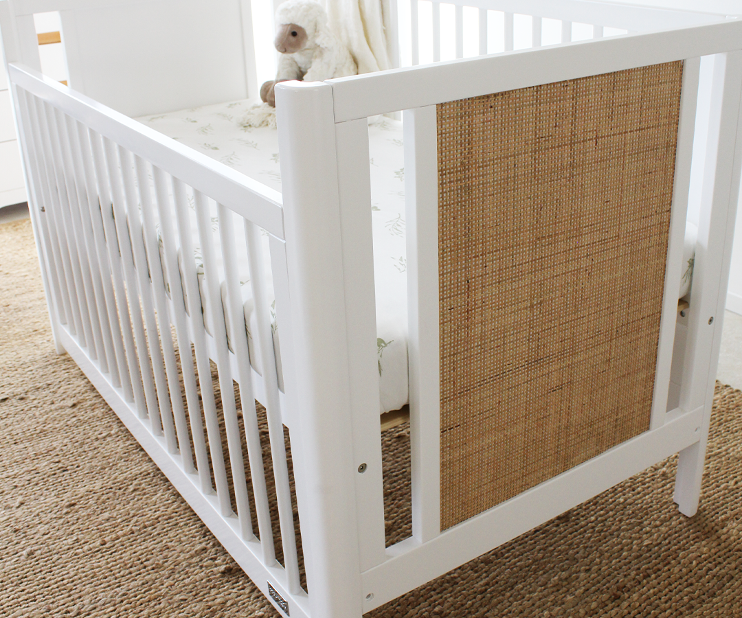 Aliya Rattan Cot – White/Natural