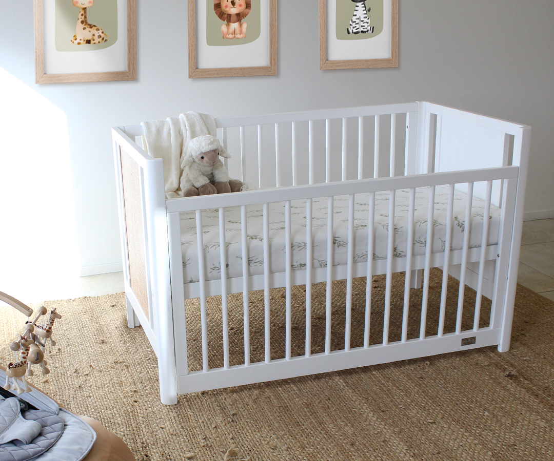 Aliya Rattan Cot – White/Natural