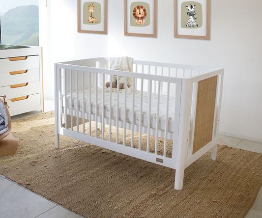 Aliya Rattan Cot – White/Natural