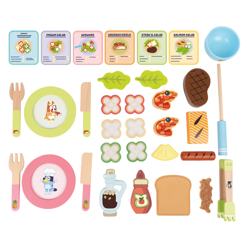 Bluey Wooden BBQ and Salad Play Set | Serenity Kids