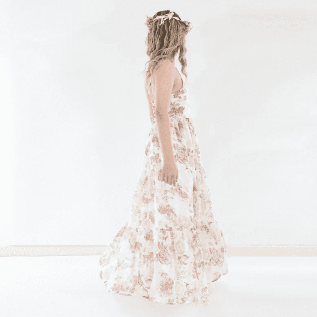 Savannah Girls Floral Maxi Dress - Cream