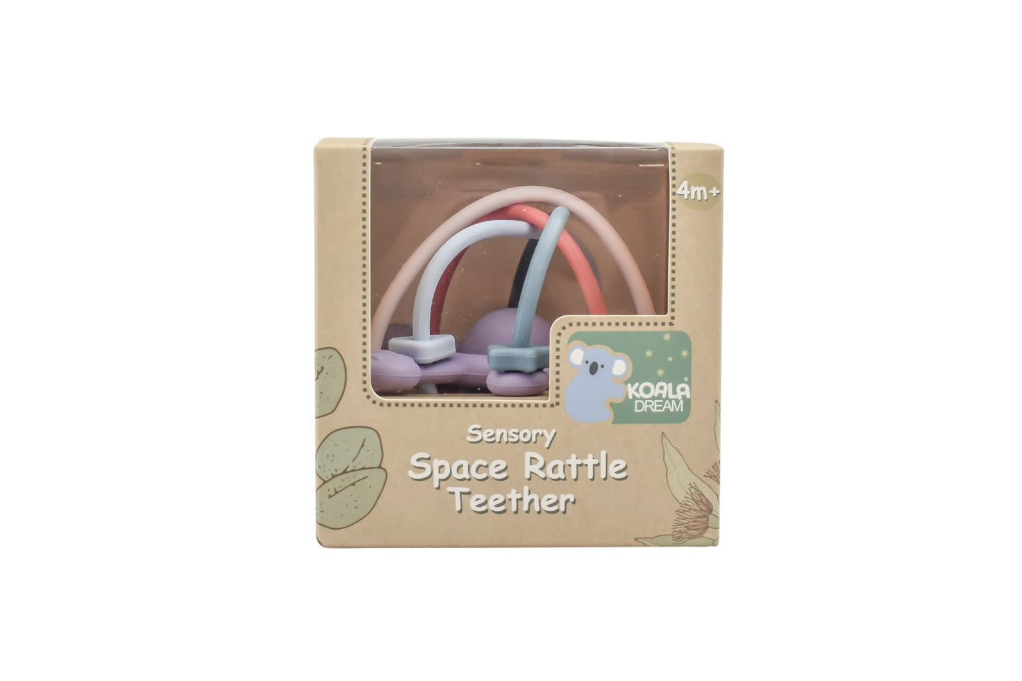 SILICONE SENSORY SPACE RATTLE TEETHER - PURPLE