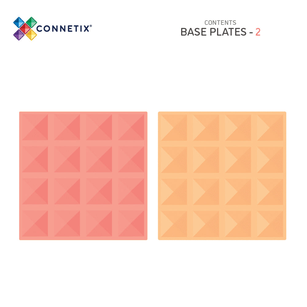 Connetix Tiles 2 Piece Base Plate Lemon & Peach Pack