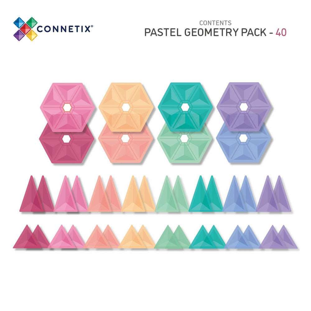 Connetix Tiles 40 Piece Pastel Geometry Pack AU