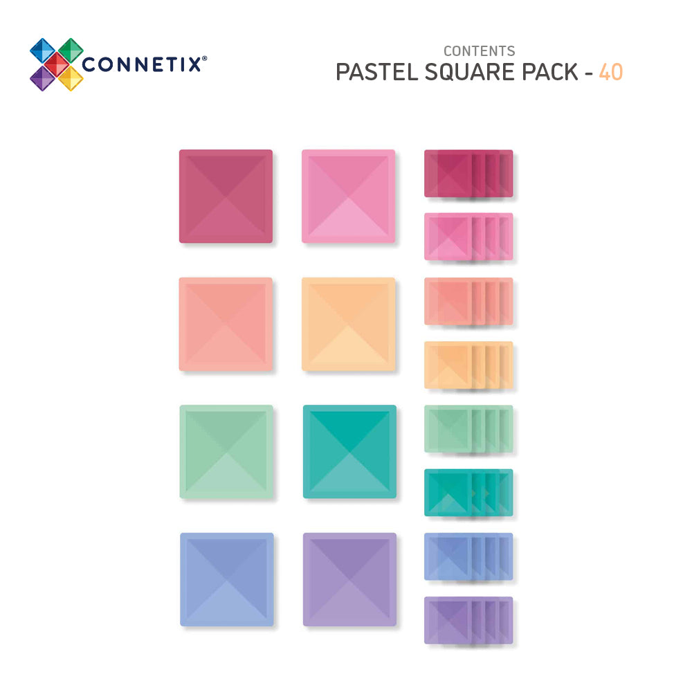 Connetix Tiles 40 Piece Square Pack Pastel Au