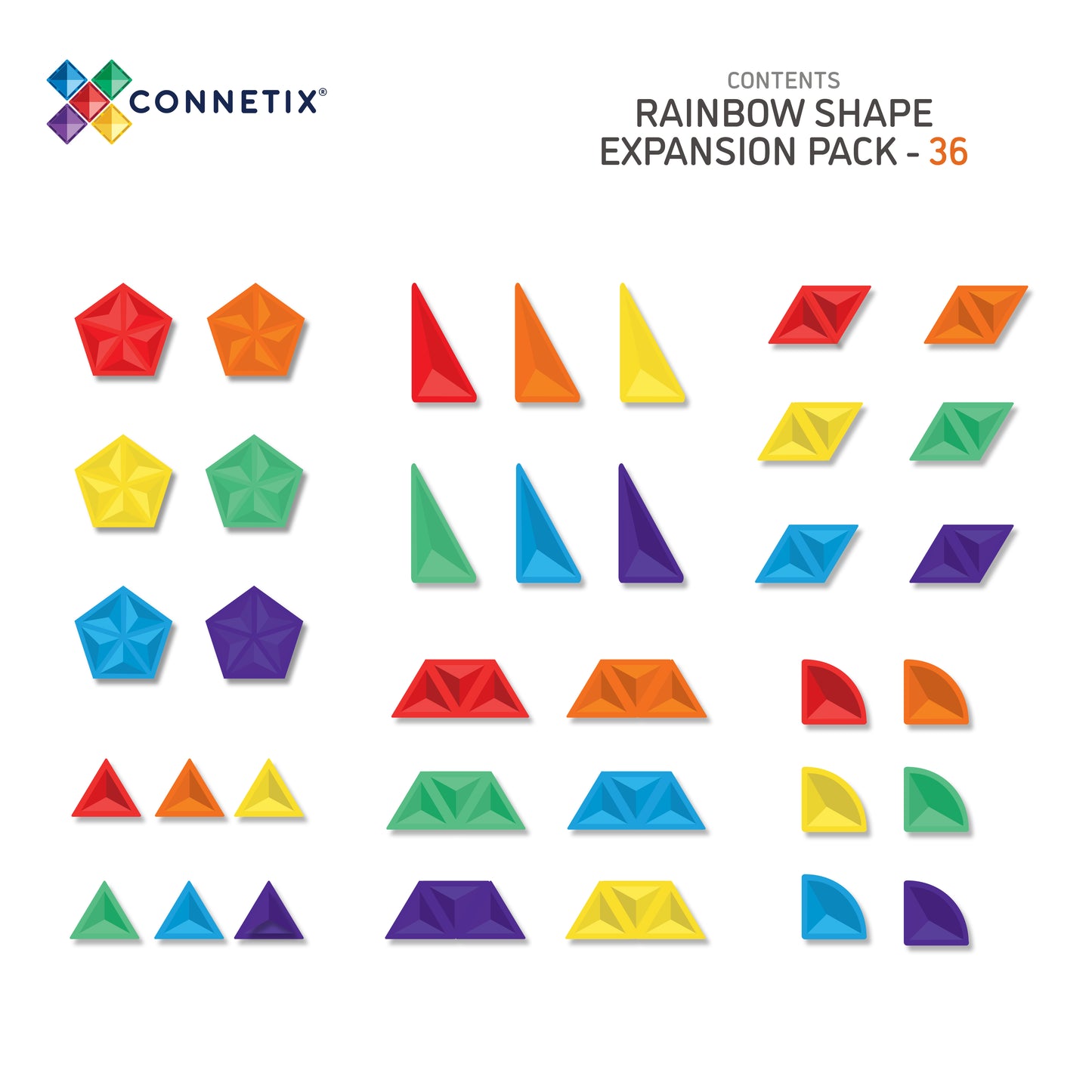 Connetix Tiles Rainbow Shape Expansion Pack 36 Pieces