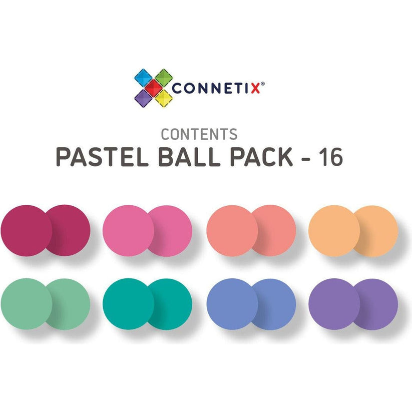 Connetix Pastel Bundle - Ball Run Pack - Expansion Pack - 16 Replacement Balls | Serenity Kids