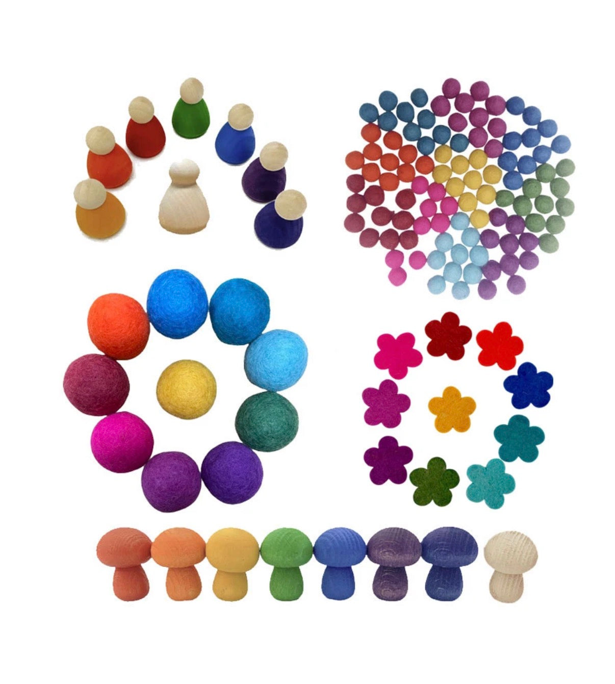 Papoose Toys Mandala Accessories Mushrooms and Sumos Bright/226pc - Open Ended Play