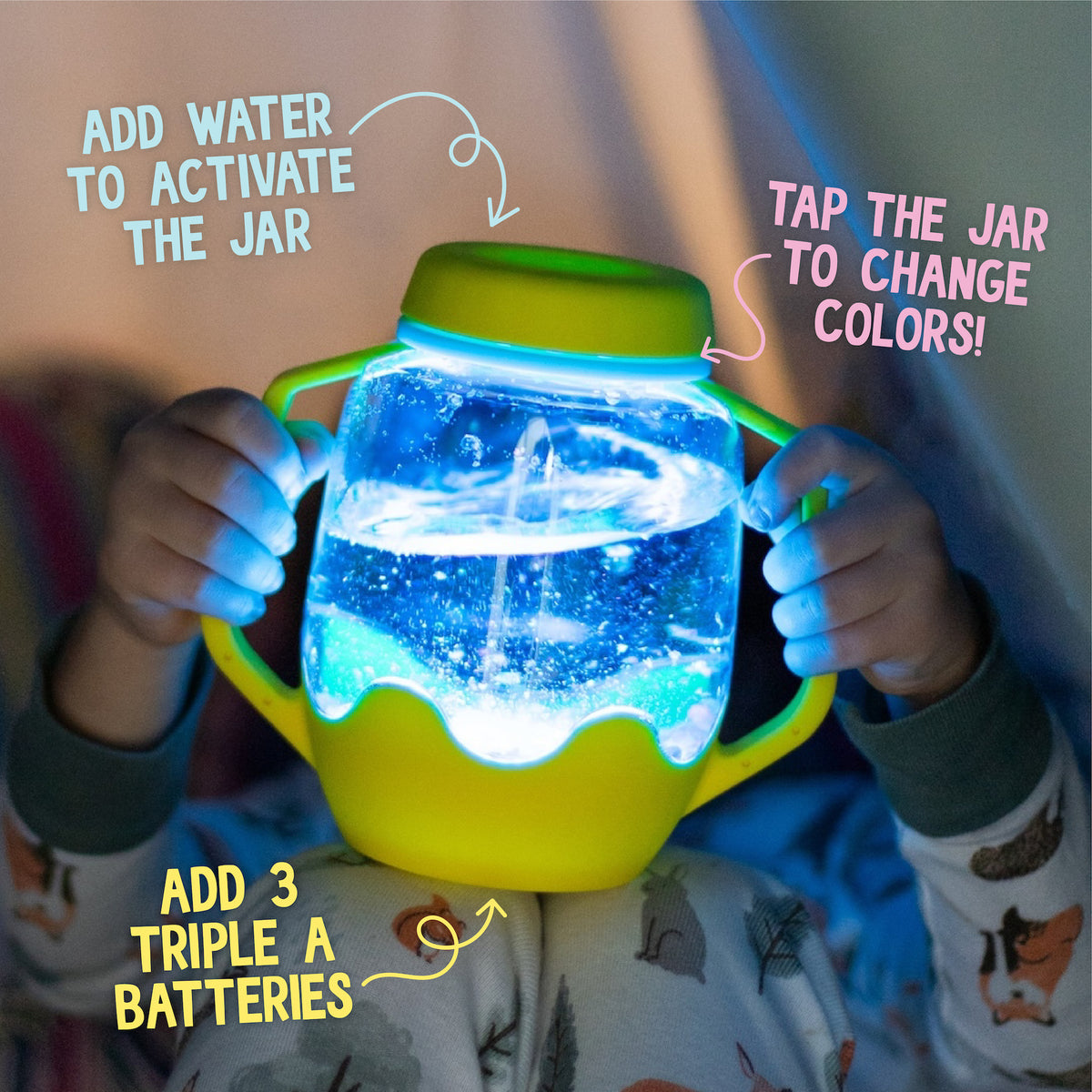 Jellystone Glo Pal Sensory Play Jar - Yellow