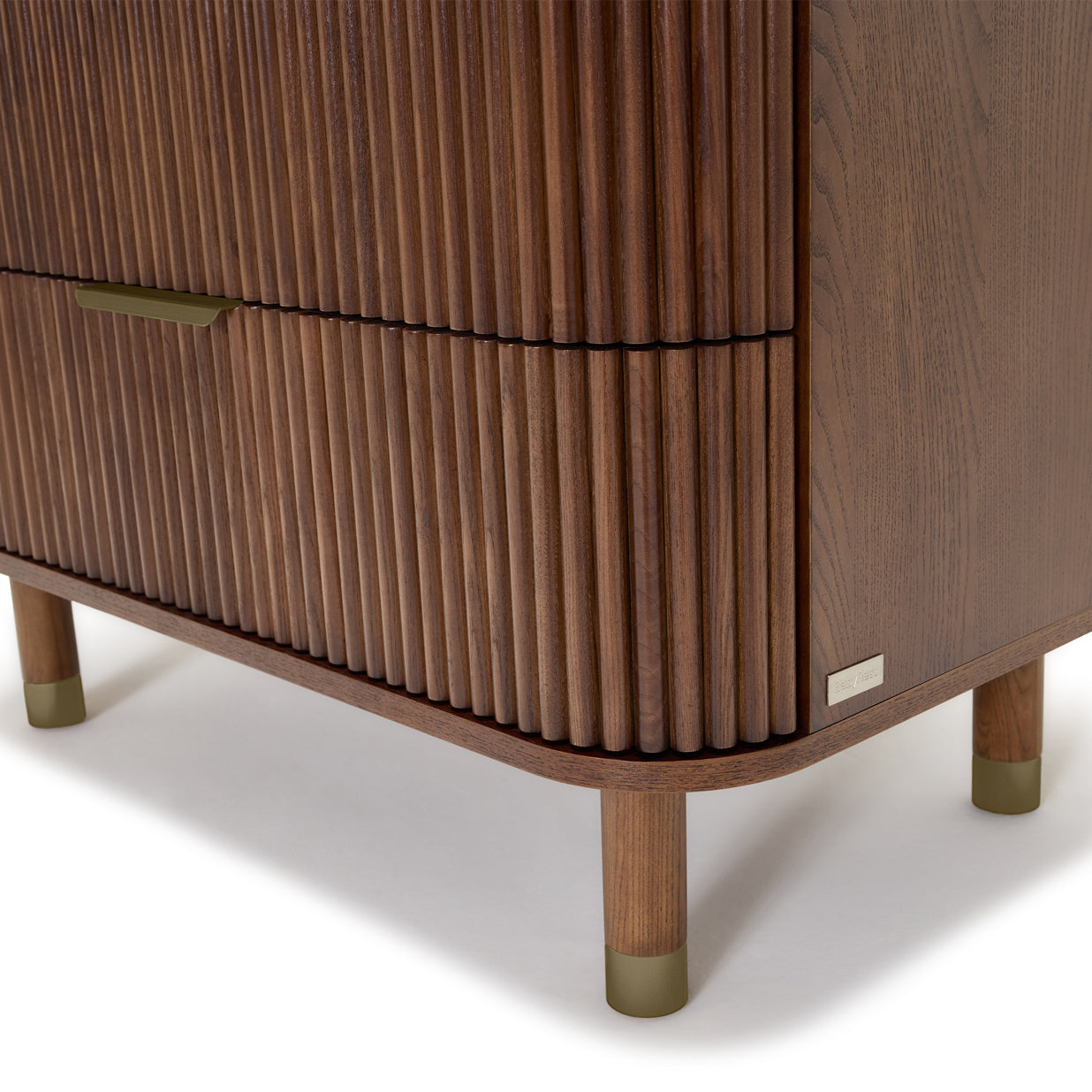 BabyRest Juno Chest - Luxe Walnut + FREE White Aster Nappy Bin