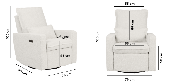 iL TuTTo Frankie Electric Recliner Glider Nursery Chair in Vanilla Bouclé