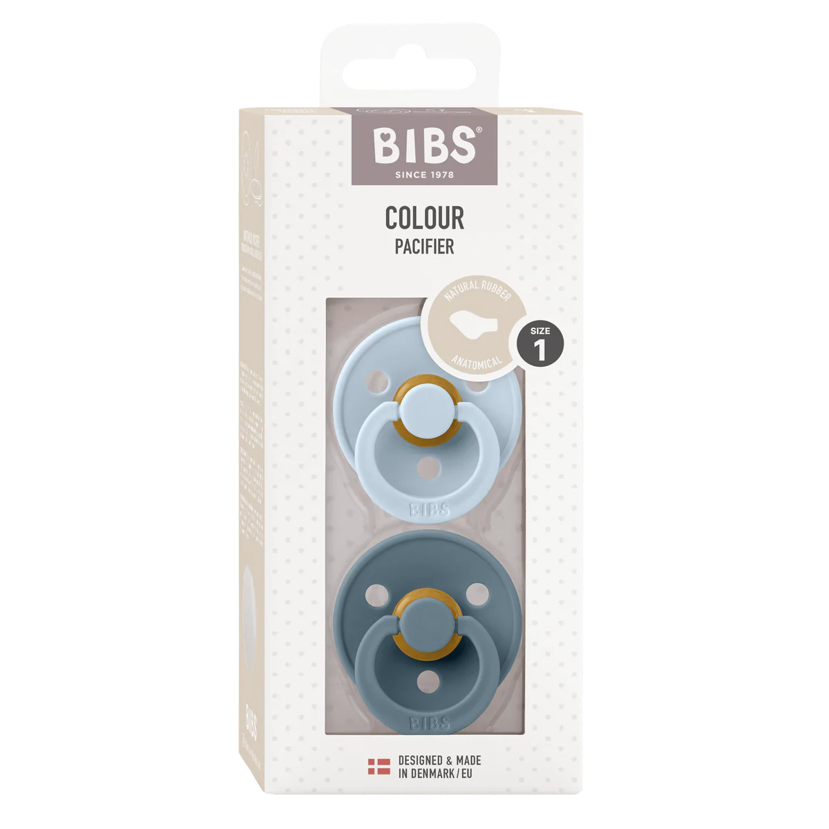 Bibs Baby Blue/Petrol Anatomical, Latex Pacifiers (2pk)