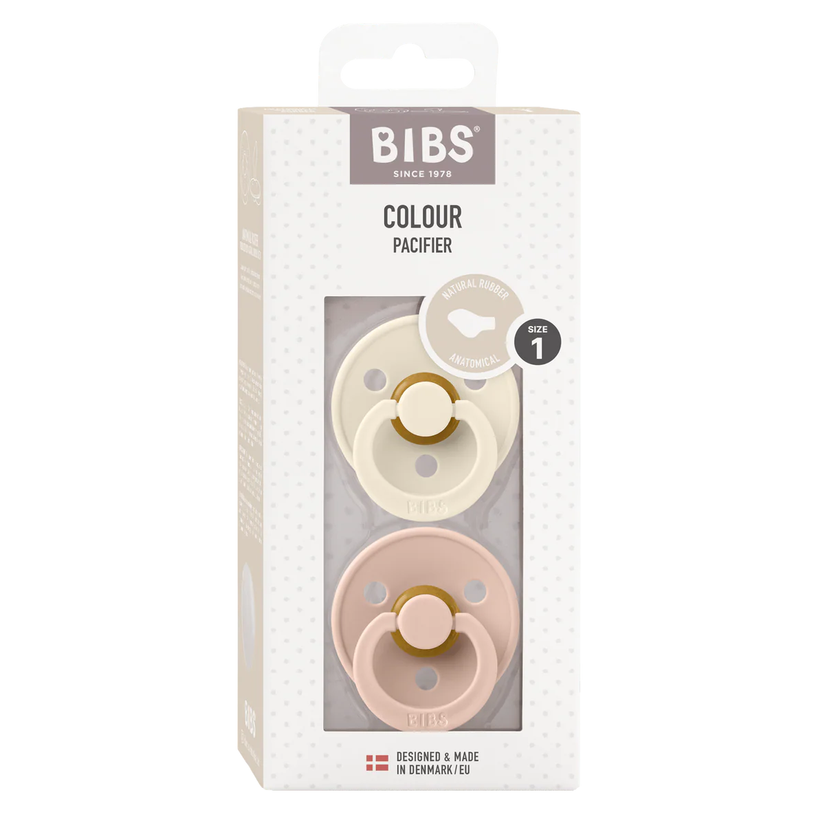 Bibs Ivory/Blush Anatomical, Latex Pacifiers(2pk)