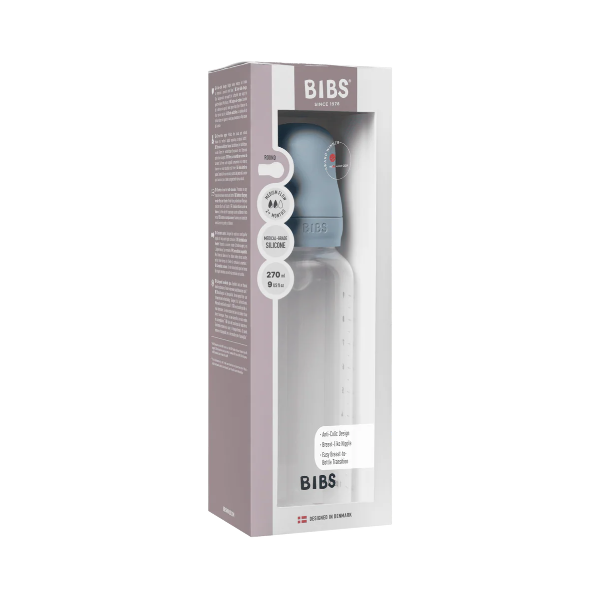 Baby Bottle, BPA Free plastic 270ml Silicone