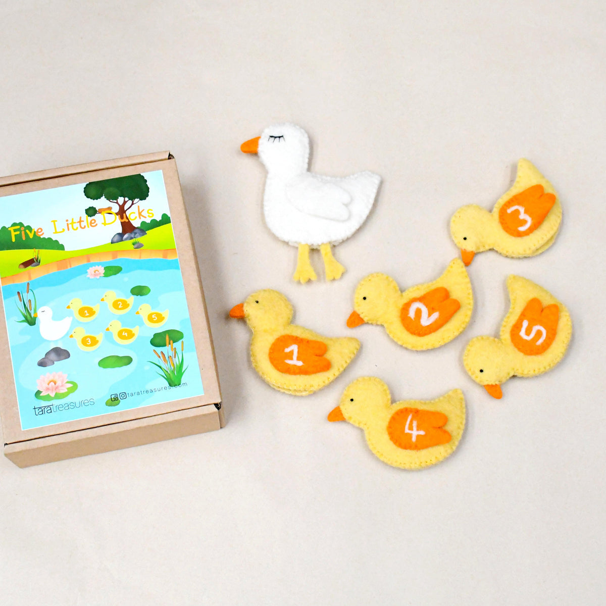 TARA TREASURES FIVE LITTLE DUCKS, FINGER PUPPET SET