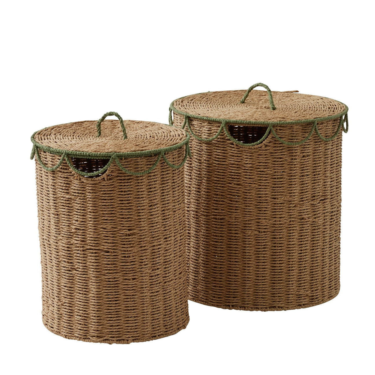 Martha Set of 2 Paper Basket Hamper Storage Natural/Green