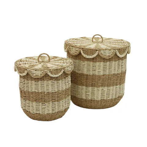 LEO SET OF 2 PAPER HAMPER NATURAL/WHITE