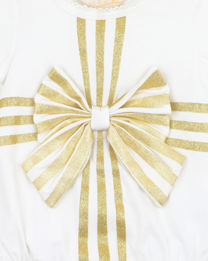 Bébé by Minihaha - GOLD BOW GIFT BODYSUIT & HEADBAND