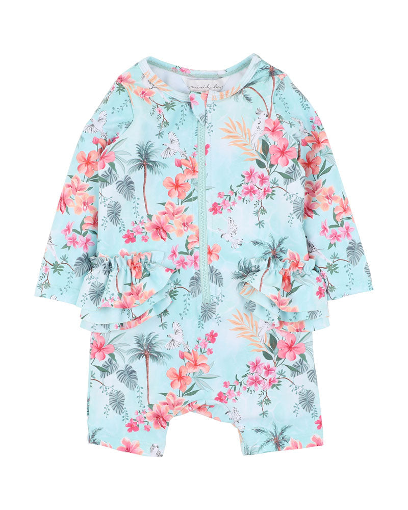 Minihaha Swim MILANA PRINT BLUE LS RASH SUIT