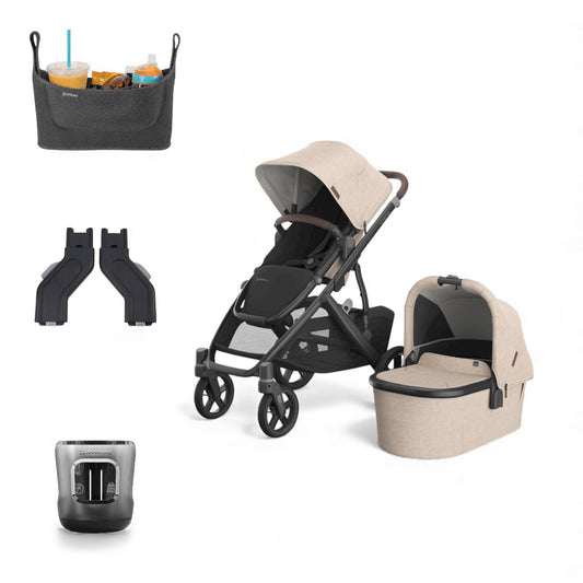 UPPAbaby Vista V3 Pram With Bassinet - Liam + FREE Upper Adaptors + FREE Cup Holder + FREE Parent Pack (Oat Melange)