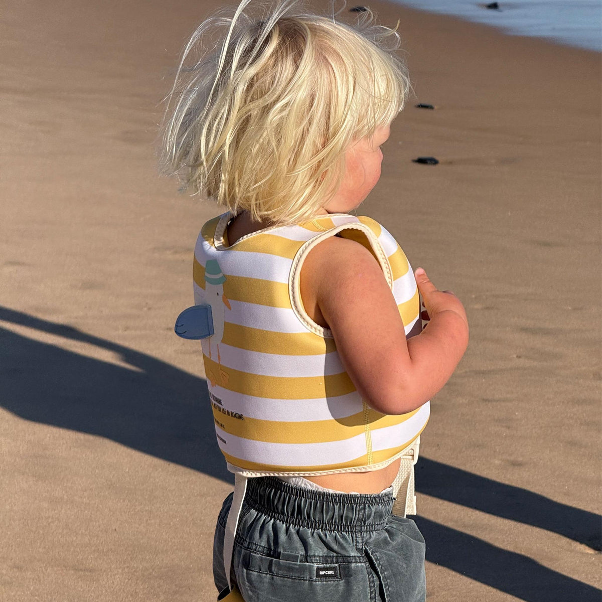 Sunnylife Kids Swim Vest - Sammy the Seagull Mustard Stripe