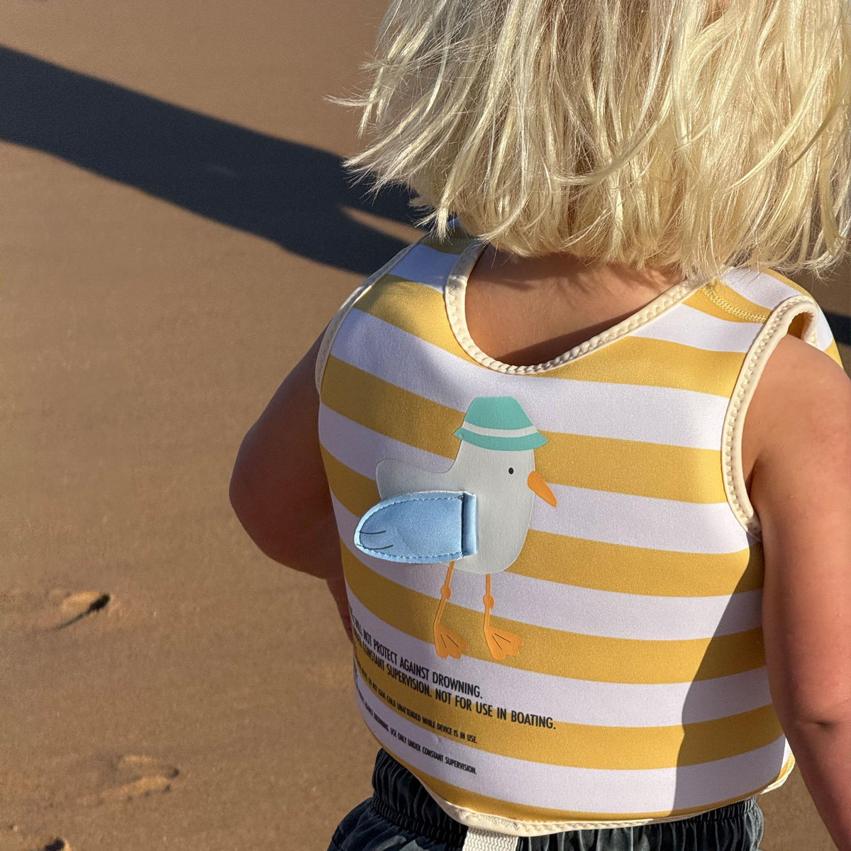 Sunnylife Kids Swim Vest - Sammy the Seagull Mustard Stripe