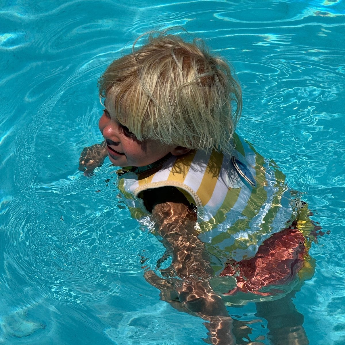 Sunnylife Kids Swim Vest - Sammy the Seagull Mustard Stripe