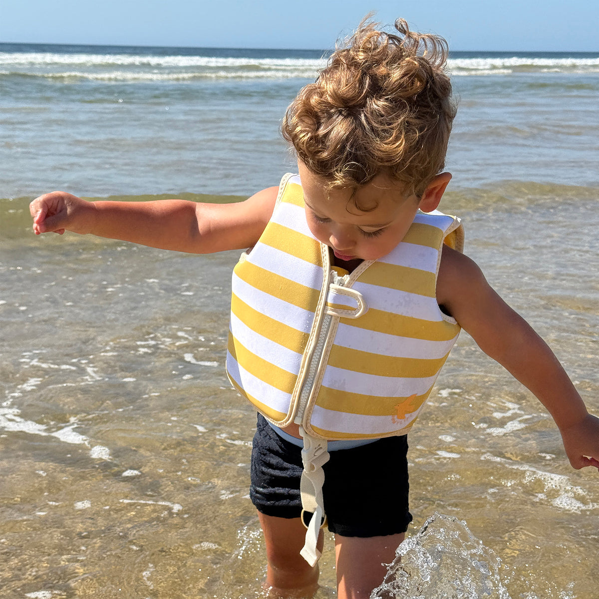 Sunnylife Kids Swim Vest - Sammy the Seagull Mustard Stripe