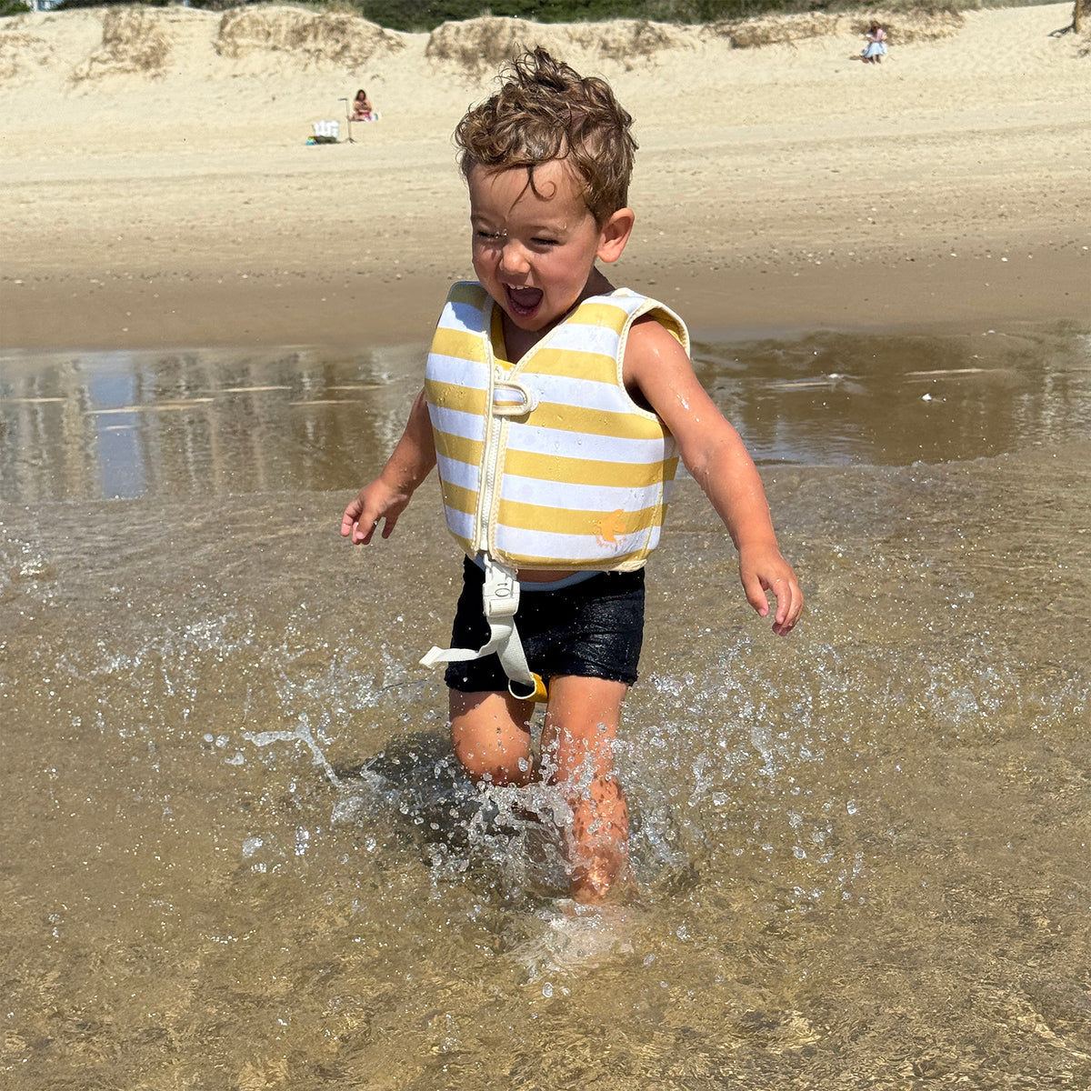 Sunnylife Kids Swim Vest - Sammy the Seagull Mustard Stripe