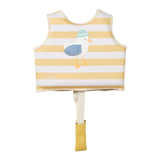 Sunnylife Kids Swim Vest - Sammy the Seagull Mustard Stripe