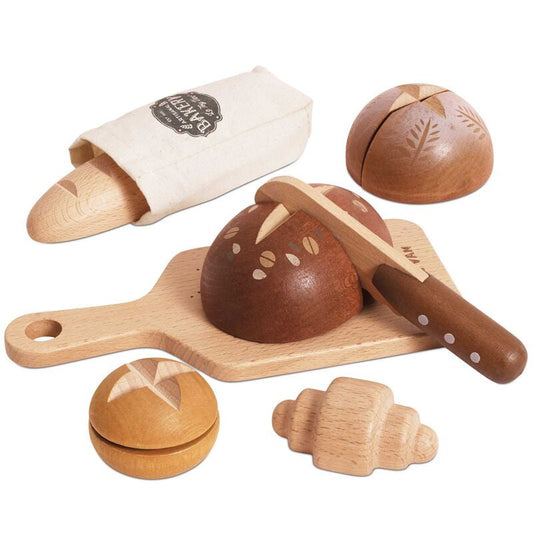 Le Toy Van Wooden Play Bread Loaf and Knife Set