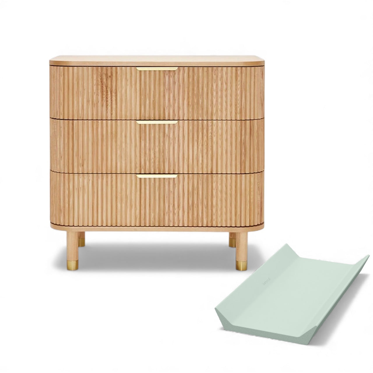 BabyRest Juno Chest 3 Drawer - Ash + FREE Change Mat Or Nappy Bin