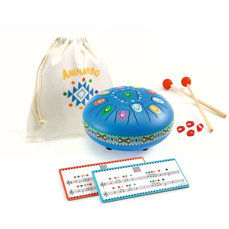 Djeco- Animambo Large Blue Tongue Drum with 11 Notes
