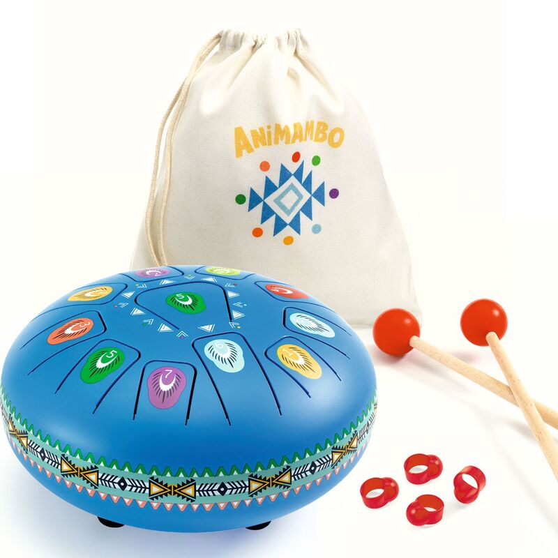 Djeco- Animambo Large Blue Tongue Drum with 11 Notes