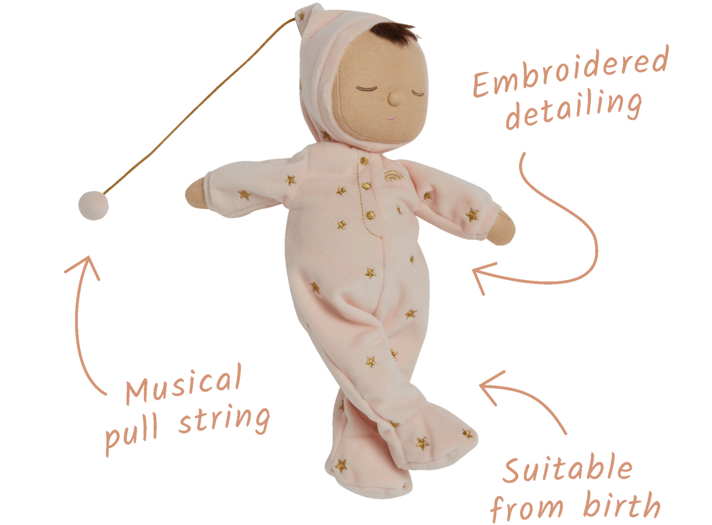 Olli Ella Lullaby Dozy Dinkums - Luna - Ballet Pink