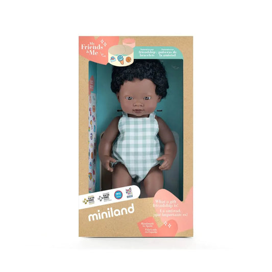 Miniland - My Friends & Me - Baby Doll African Boy 38cm Anatomically Correct