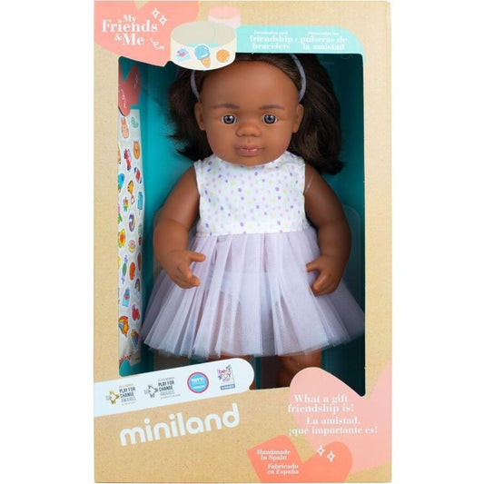 Miniland Educational My Friends & Me Baby Doll Aboriginal Brunette Girl Dressed 38cm