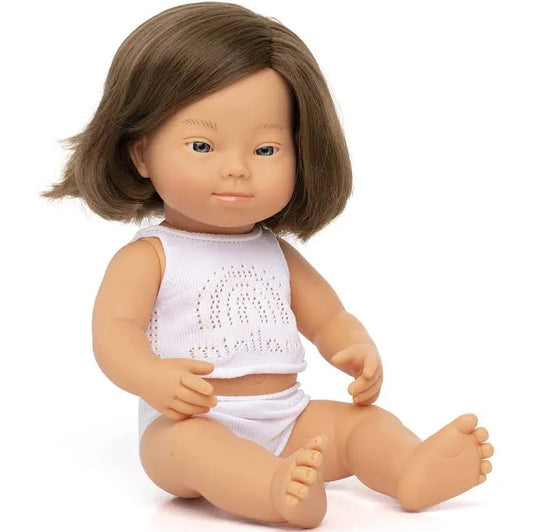 Miniland Anatomically Correct Baby Doll - Caucasian Down Syndrome Girl) - 38cm