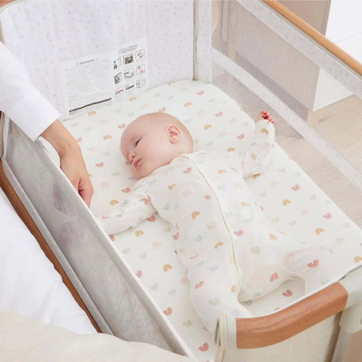 CoZee Breeze Plus Co-Sleeping Bassinet with Rocking Legs - Scandi Walnut & Ecru