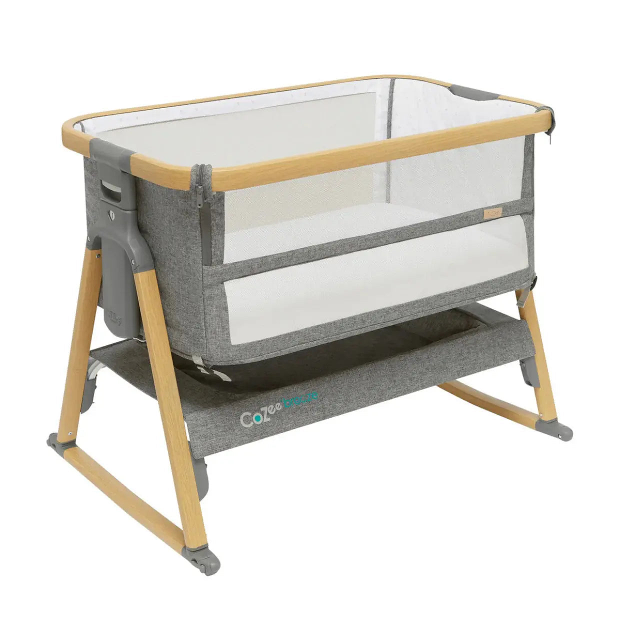CoZee Breeze Plus Co-Sleeping Bassinet with Rocking Legs - Oak Charcoal
