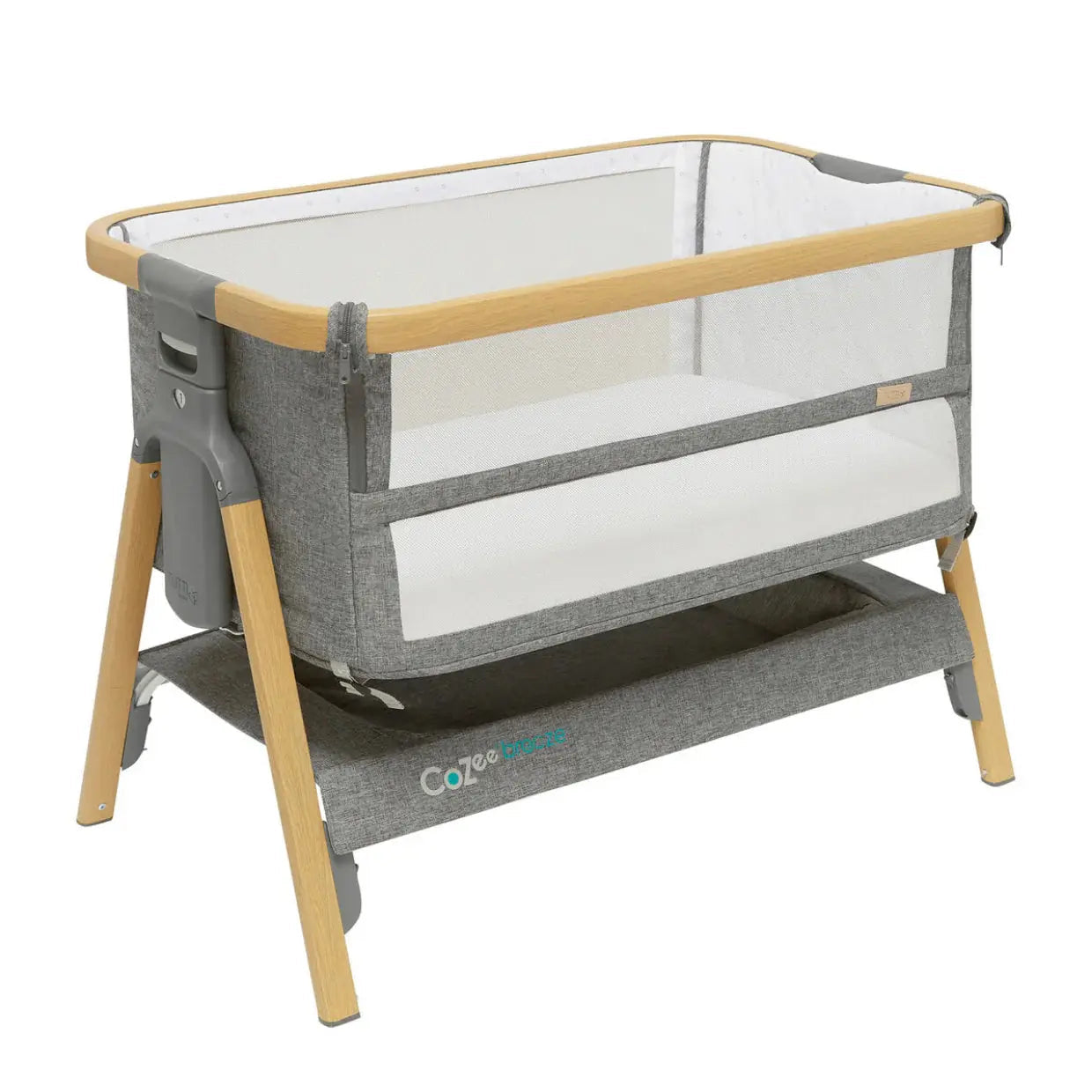 CoZee Breeze Plus Co-Sleeping Bassinet with Rocking Legs - Oak Charcoal