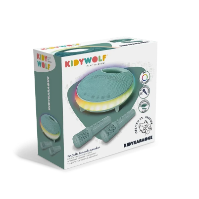 KidyWolf KidyKaraoke Portable Karaoke 2 Microphones Wireless and Bluetooth
