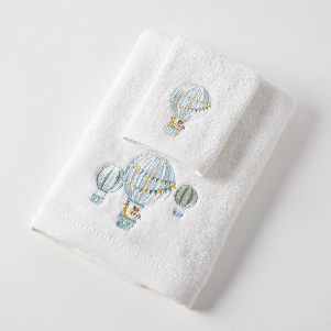 BATH TOWEL & FACE WASHER SET - BALLOON VOYAGE