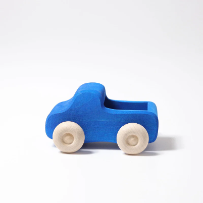 Grimm's Small Truck Blue Baby Wooden Toy Car