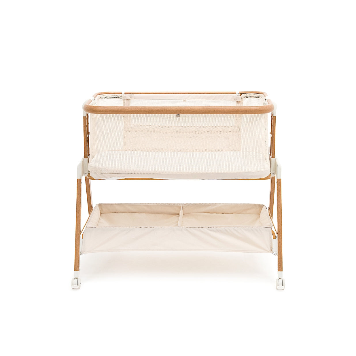 BabyRest Alfie² Bedside Bassinet - Beige/Walnut + FREE 2pc Sheet Set