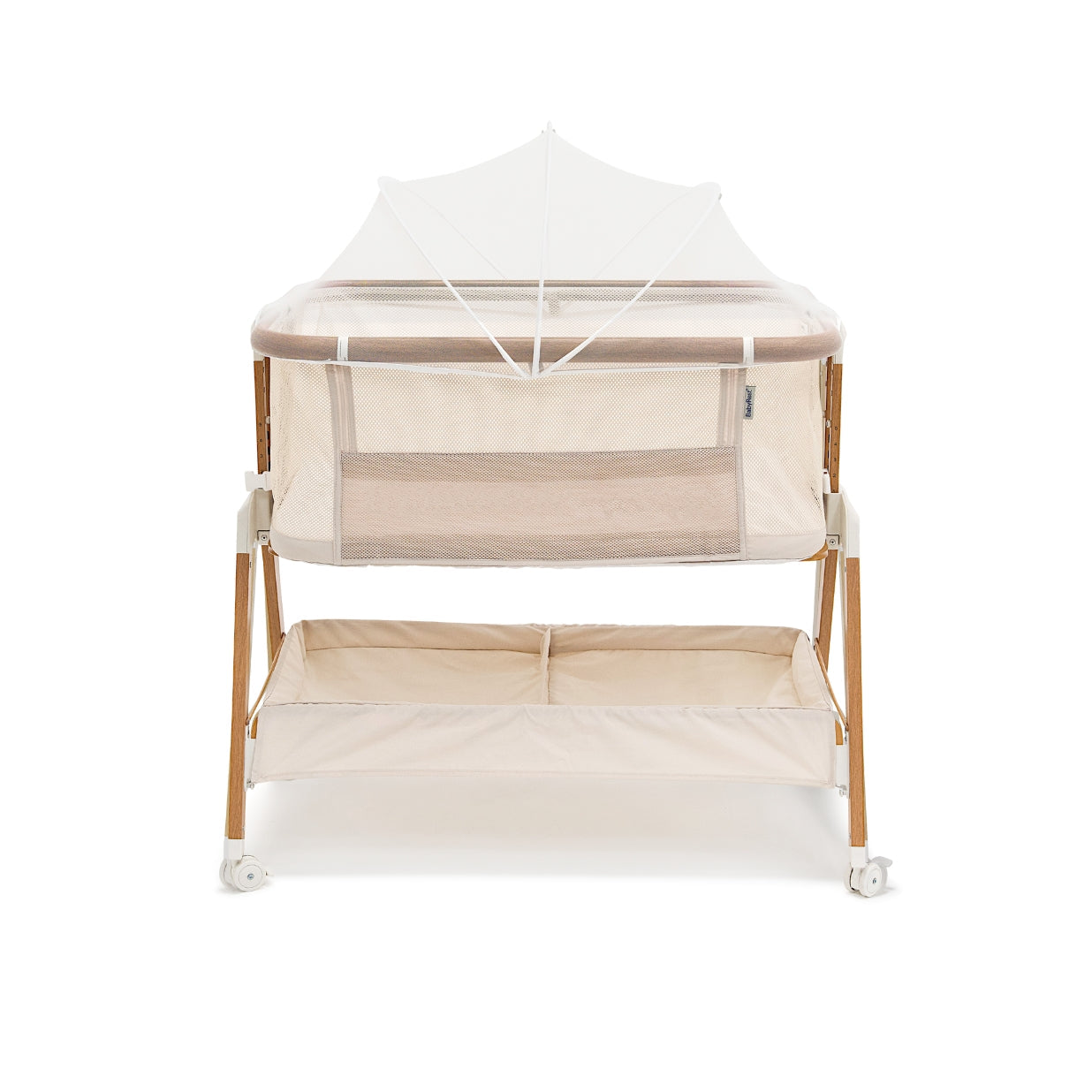 BabyRest Alfie² Bedside Bassinet - Beige/Walnut + FREE 2pc Sheet Set