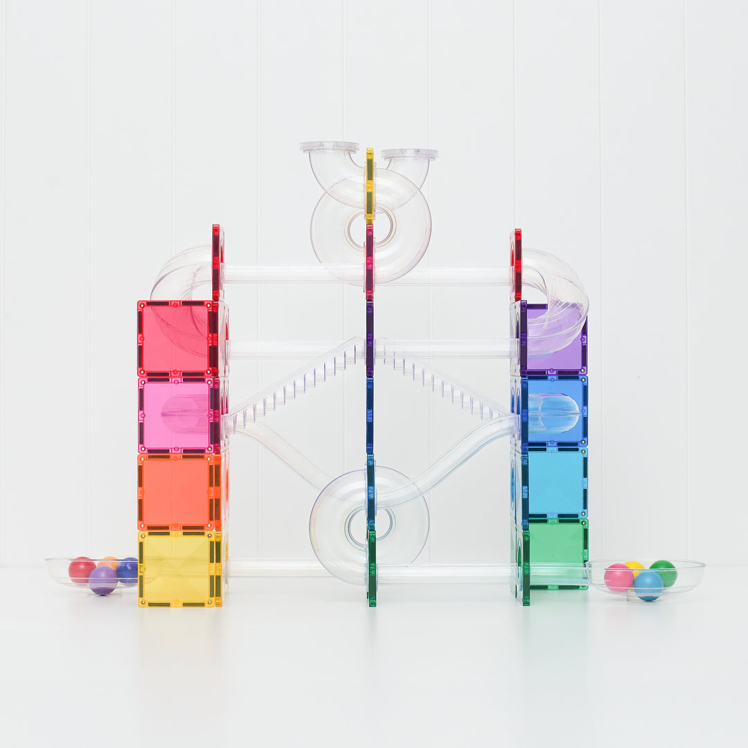 Connetix Magnetic Tiles Ball Run Bright Pack 114pcs