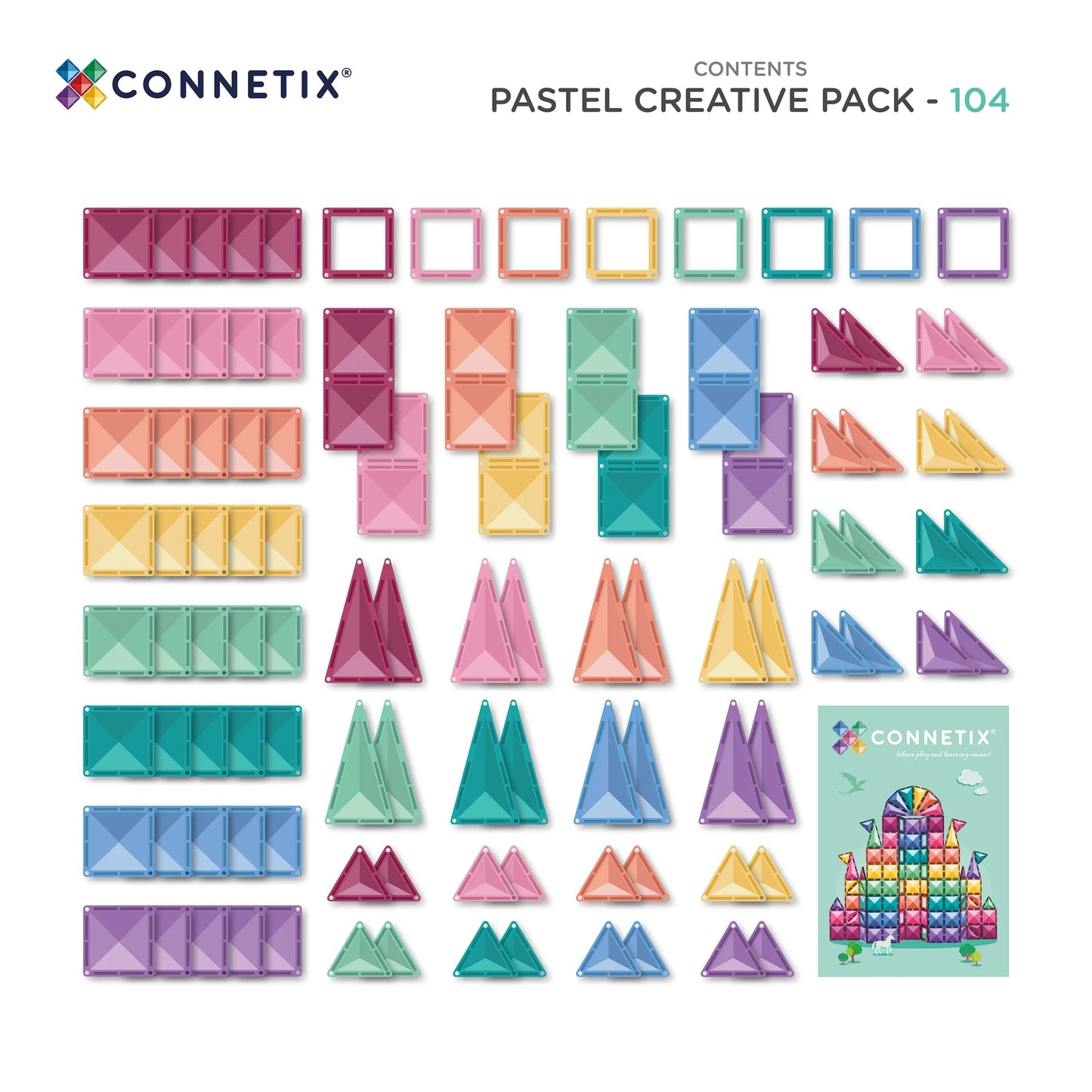 Connetix Magnetic Tiles Pastel Creative Pack 104 pc