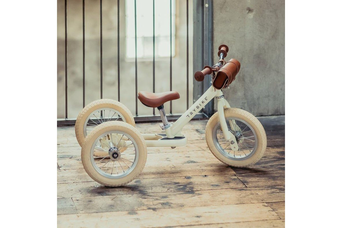 Trybike 2 in 1 Steel Balance Bike & Tricycle - Vintage Cream