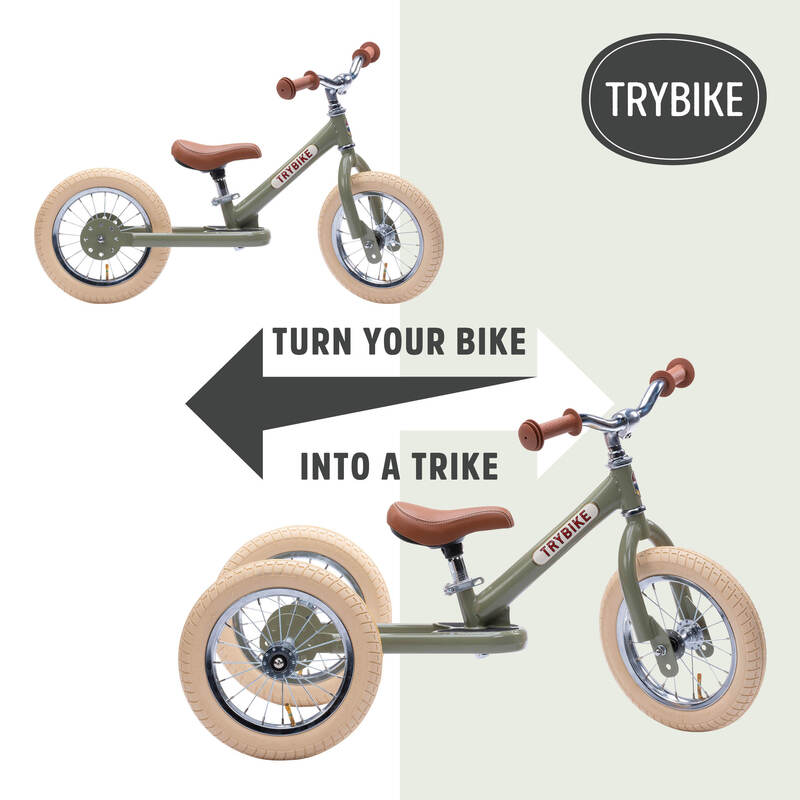 Trybike - Matte Green Vintage with Cream Tyres and Chrome (3 wheel)